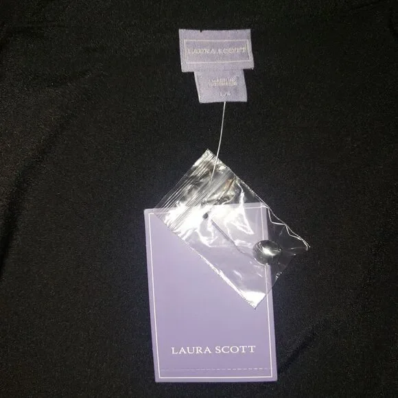 Laura Scott Military Style Button Up Black Blouse Womens Size Large NEW - Picture 7 of 9